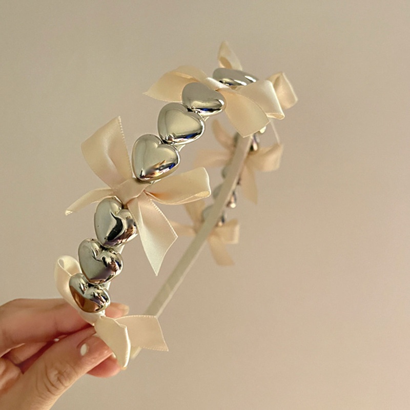 Flgo Băng Đô Cài Tóc Ruy Băng Bằng Kim Loại Hình Trái Tim Ngọt Ngào Cho Nữ