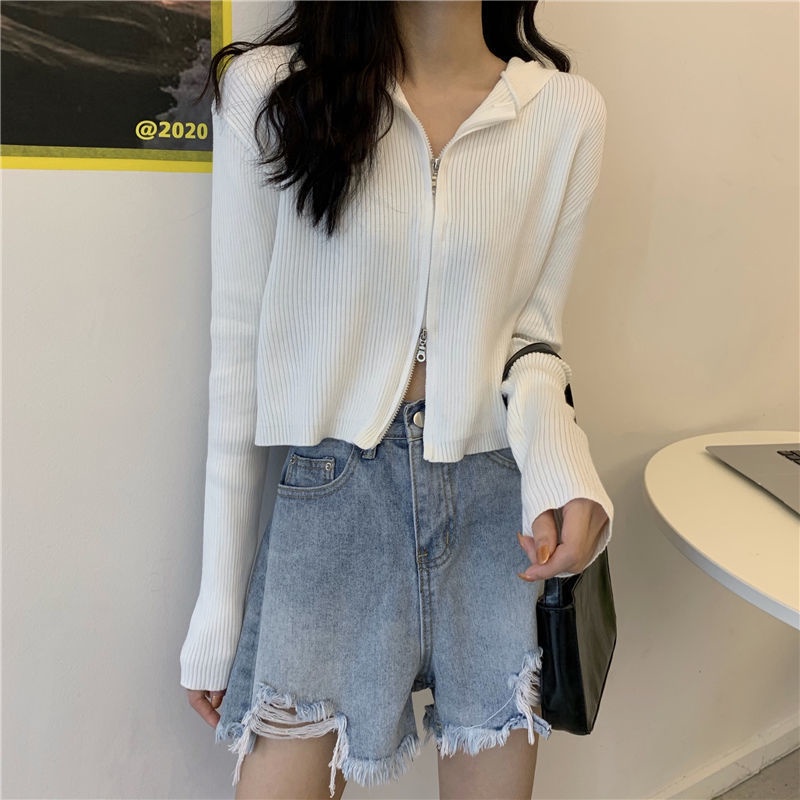 Áo Khoác Cardigan Mỏng Tay Dài Có Nón Hai Lớp Màu Sắc Trơn Dáng Rộng