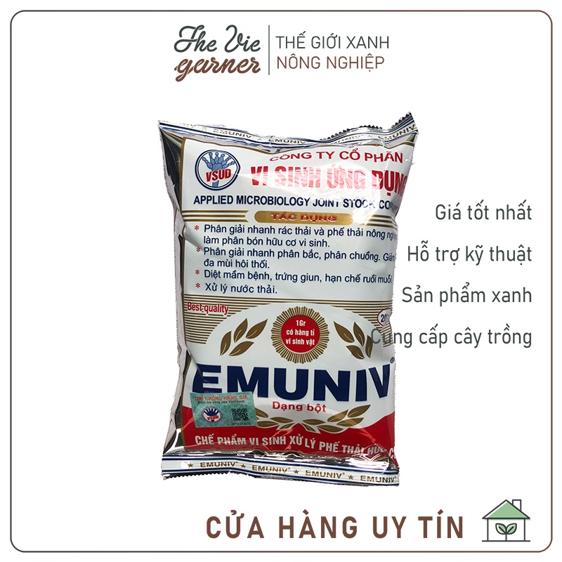 Chế phẩm vi sinh EMUNIV ủ phân cá, rác thải hữu cơ, chuyển hóa phân bón, bánh dầu, phân đậu tương - 200gr