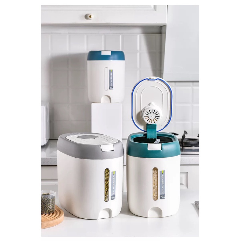 Thùng Đựng Gạo 10Kg Siêu Bền, Có Nắp Đậy Tiện Dụng, Chống Ẩm Mốc Mối Mọt - Bảo Hành 12 Tháng