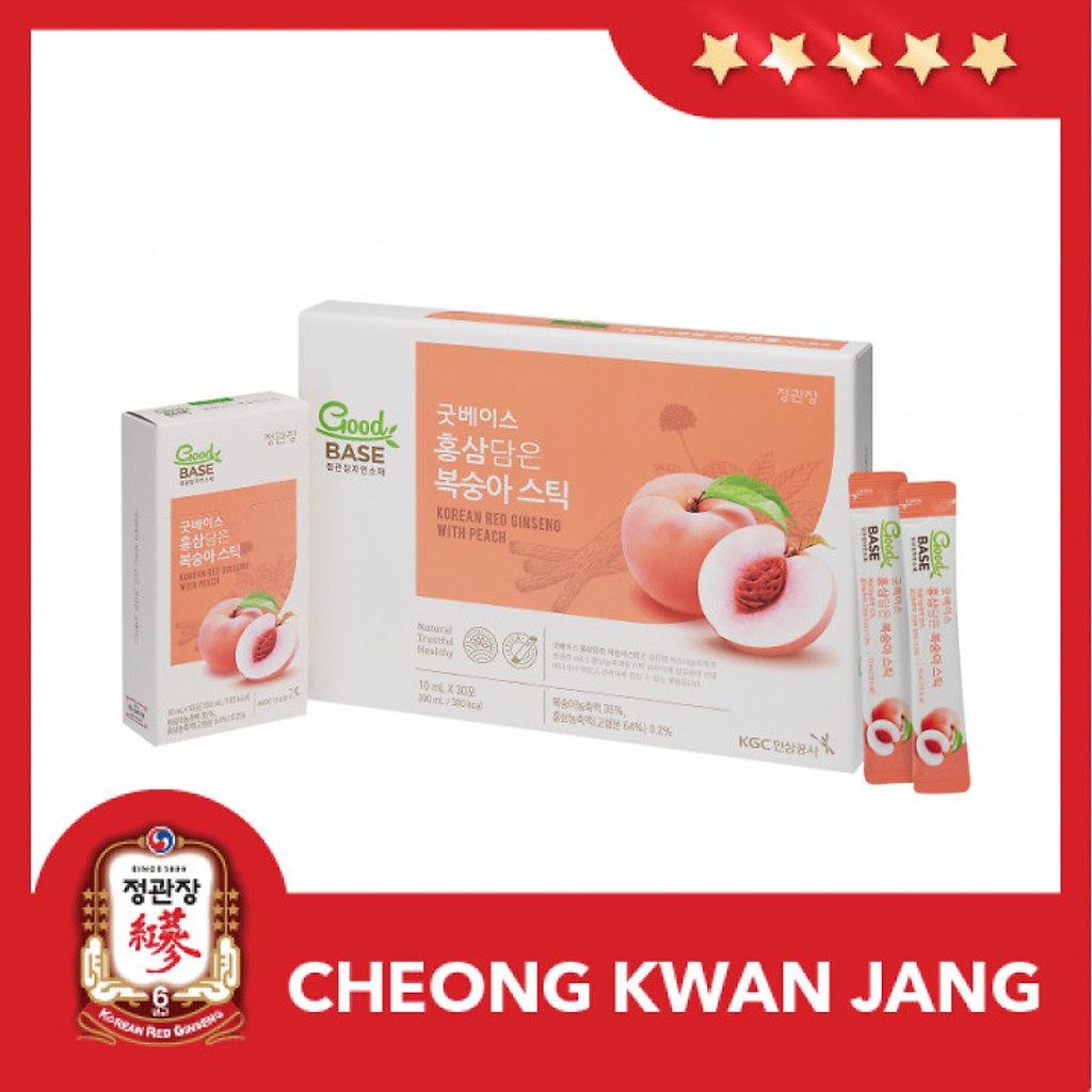 Nước Hồng Sâm GoodBase Vị Đào KGC Cheong Kwan Jang (10ml x 30 gói) - Tăng Thị Lực, Ngăn Ngừa Lão Hóa, Giảm Chứng Táo Bón