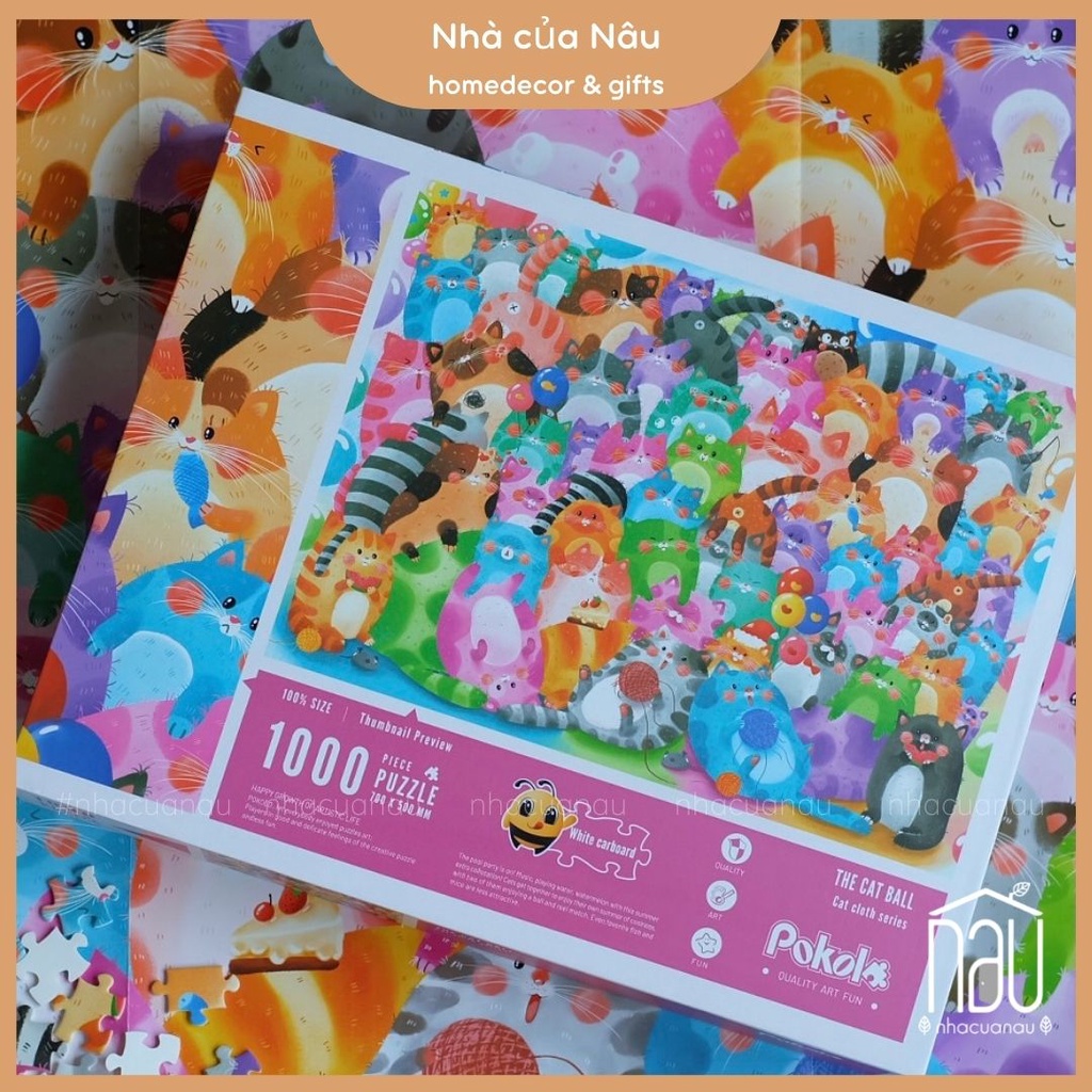 Bộ xếp hình thông minh 1000  miếng Pokolo Puzzle 1000 pcs chất lượng cao họa tiết 12 con giáp, mèo, chó, monster