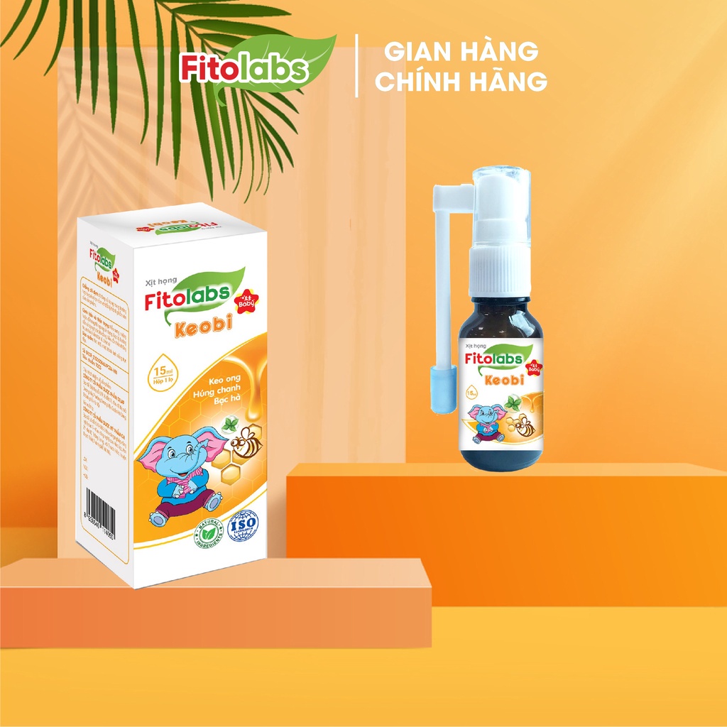 Xịt Họng Keo Ong Fitolabs Keobi Giúp Làm Sạch, Giảm Vi Khuẩn, Dịu Mát Họng, Hô Hấp Khỏe Lọ 15ml