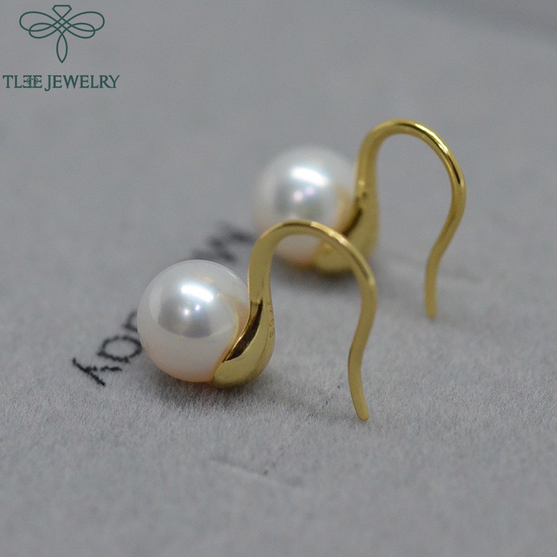 Khuyên tai bạc TLEE ngọc trai nhân tạo móc câu nữ tính TleeJewelry B0128