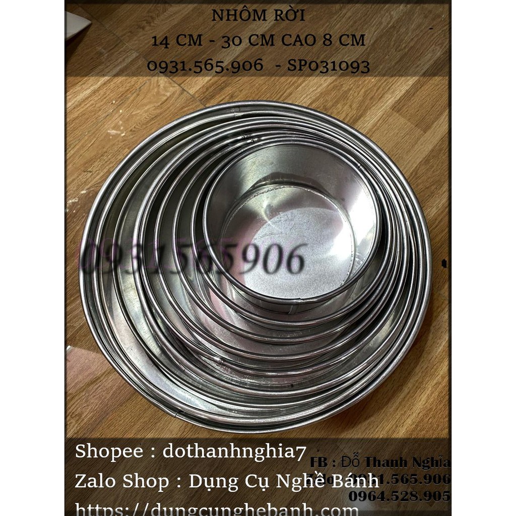 Khuôn Nhôm - Hình Tròn Cao 8 Cm - Đế Rời 14 - 30 Cm