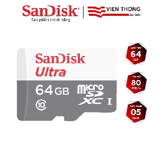 Thẻ nhớ microSDXC SanDisk 64GB Ultra 533x upto 80MB/s - Hãng phân phối chính thức