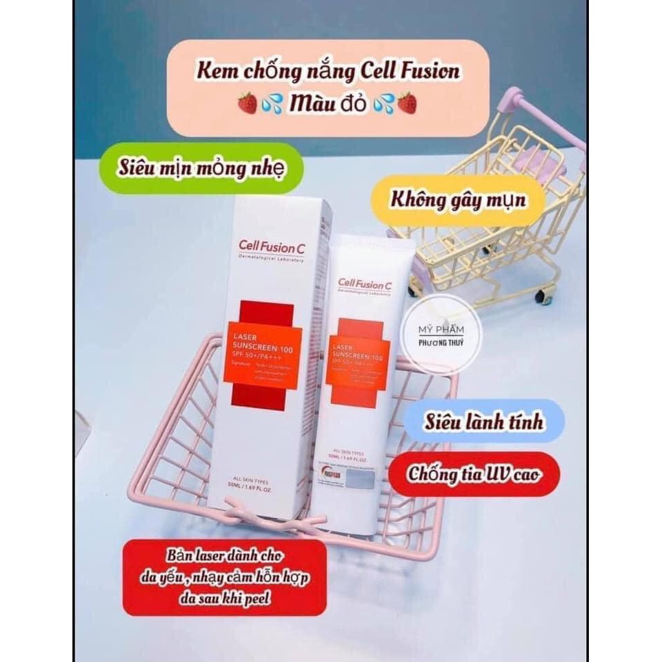 Kem chống nắng Cell Fusion C Laser Suncreen 100 / Toning Suncream 100 (Xanh - Đỏ - Hồng)