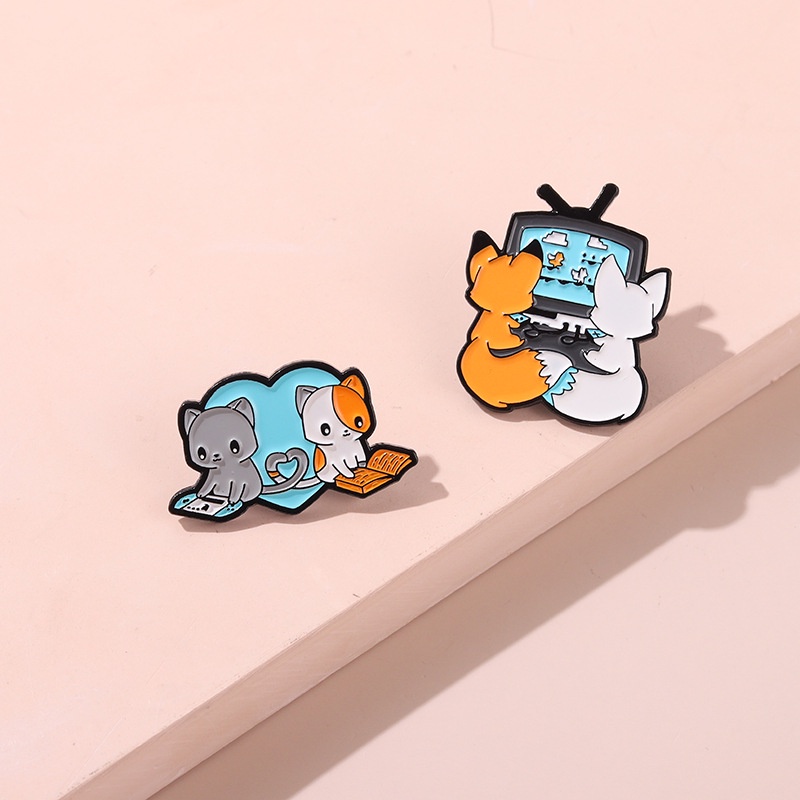 Ghim Cài Áo Hình Mèo/Chuột/Cá Hoạt Hình Dễ Thương