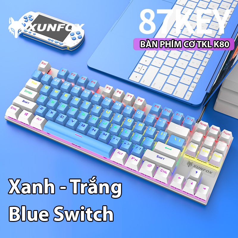 Bàn phím cơ Latope bàn phím gaming máy tính laptop văn phòng TKL Full Led K80