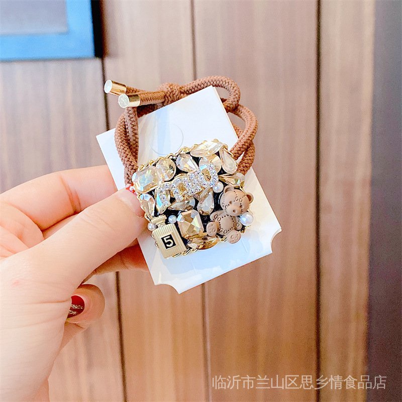 Băng Đô Cài Tóc Co Giãn Hình Gấu Phong Cách Cổ Điển Màu Xanh Dương Phong Cách Mới Cho Nữ