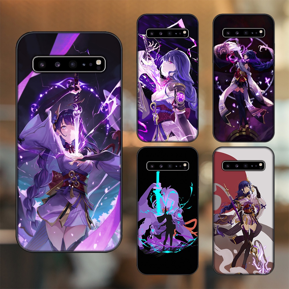 Ốp lưng Samsung S10, S10 5G, S10 Plus viền đen in hình Raiden Shogun Genshin Impact