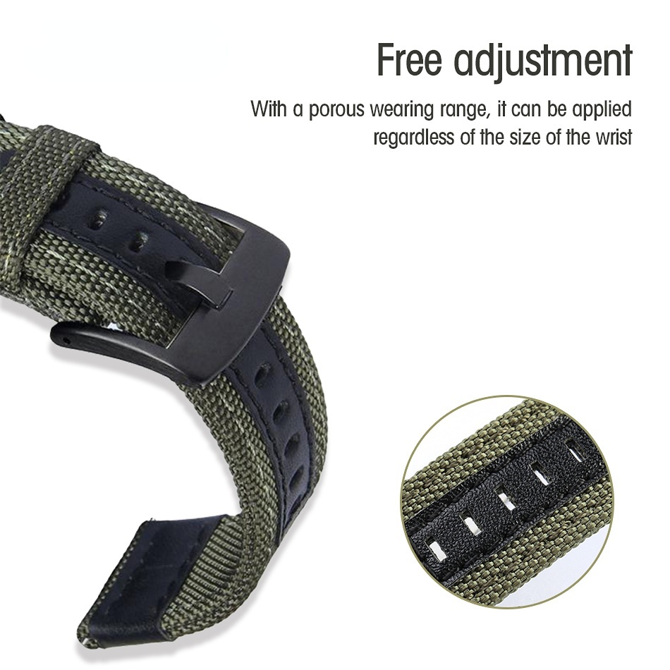 Dây Đeo Vải Dù + Vải Canvas + Da Kích Thước 18MM 20MM 22MM 24MM Thông Dụng Cho Đồng Hồ Samsung Galaxy Watch4 Classic 42/46MM