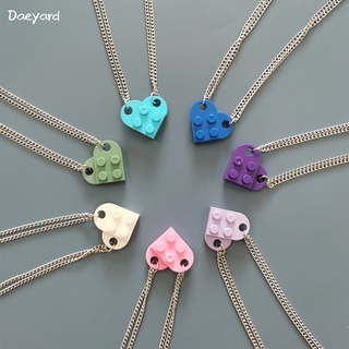 Sáng Tạo Thời Trang Trái Tim Tình Yêu Nhiều Màu Sắc Lego Vòng Cổ Cặp Đôi Khối Vòng Cổ Xương Đòn Dây Chuyền Phụ Kiện Trang Sức Bạn Bè