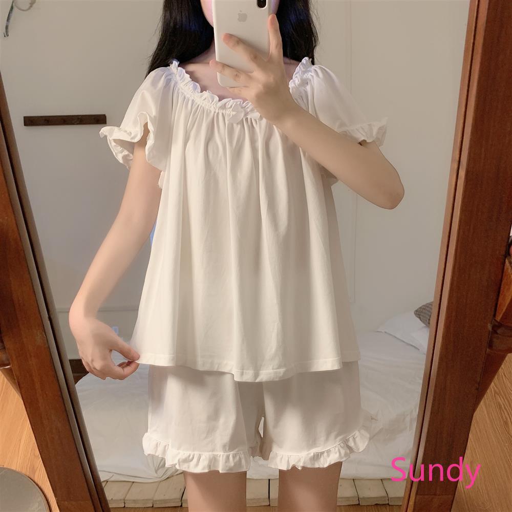 Bộ Đồ Ngủ Vải Mềm Kiểu Nhật Bản Thời Trang Mùa Hè Dành Cho Nữ