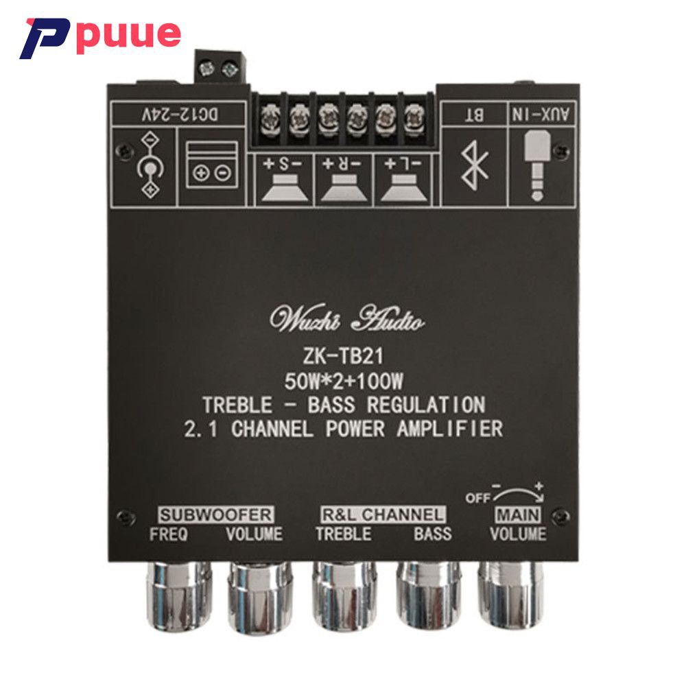 Wuzhi audio2.1 channel Bluetooth digital power amplifier board module high low tone subwoofer high power 【Puue】