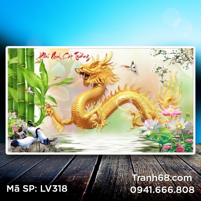 Tranh đính đá  Phú Quý Cát Tường LV318 kích thước 90*60cm.