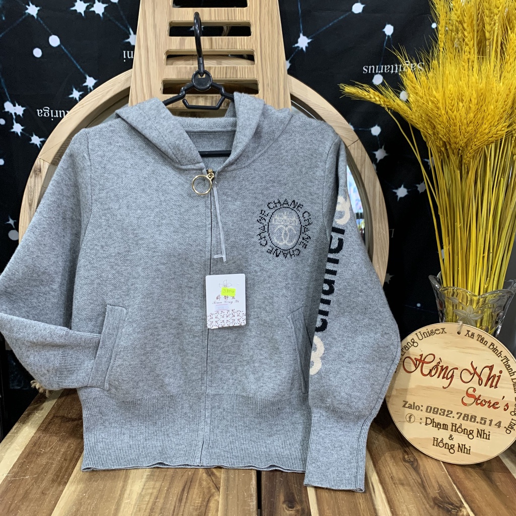 Áo Khoác Len Dây Kéo Có Nón Dáng Rộng Cao Cấp Ulzzang