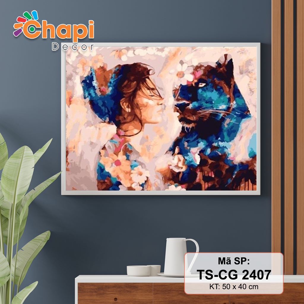 Tranh tô màu số hóa Cô gái Hoang Dã TSCG 2407 đã căng khung, Có dầu bóng | Chapi Decor