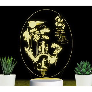 Đèn Led 7 Màu THƯ PHÁP CHA MẸ – Qùa Tặng,Trang Trí, Để Bàn, Phòng Ngủ, Thiết Kế  Khắc Hình Theo Yêu Cầu