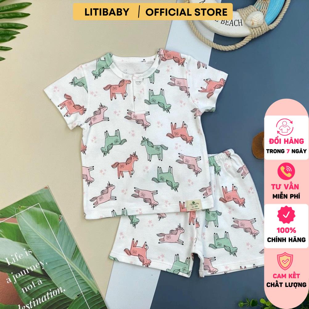 Đồ bộ sơ sinh LITIBABY in hình, chất vải cotton mát mịn. Mã BSHC01030322