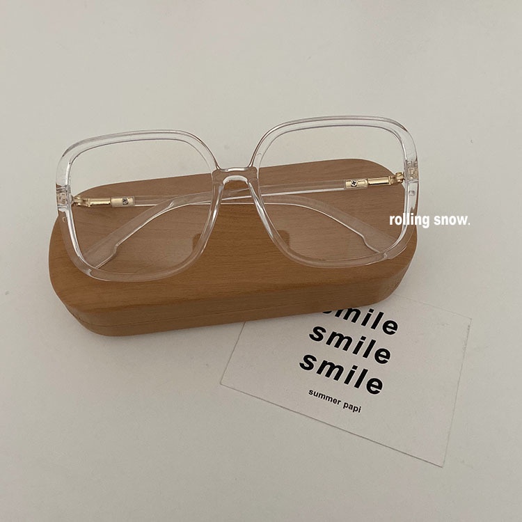 Mắt Kính Gọng Lớn Tròng Phẳng Trong Suốt Phong Cách Cổ Điển Cho Nữ