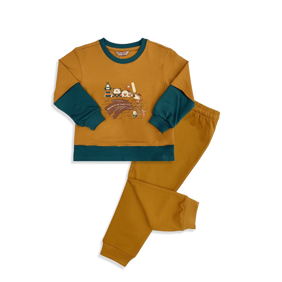 Bộ đồ dài tay Trai ARDILLA In họa tiết hoạt hình ngô nghĩnh,set quần áo trẻ em nam Chất Vải Mềm Mại Cho Bé Từ 2-9T CB001