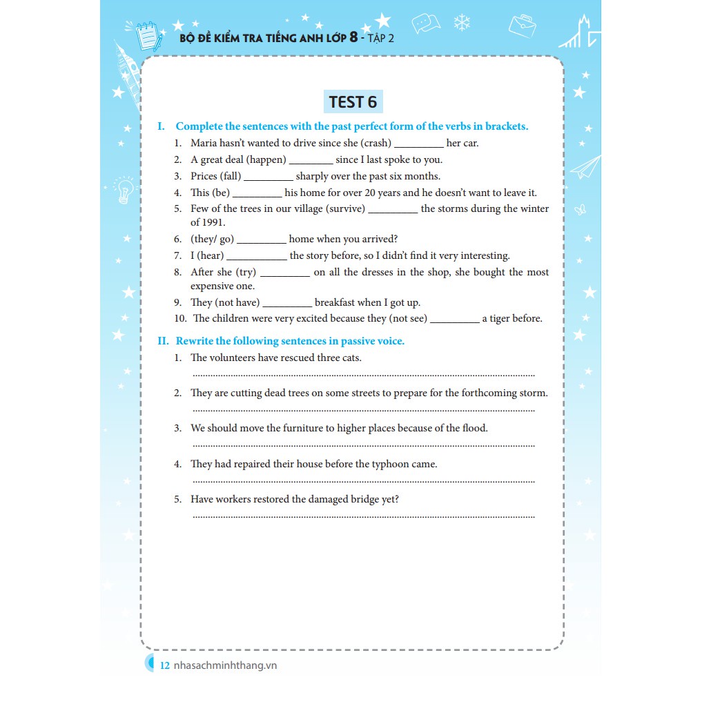 Sách - Bộ đề kiểm tra tiếng Anh lớp 8 tập 2 - Có đáp án Tặng Kèm Bookmark