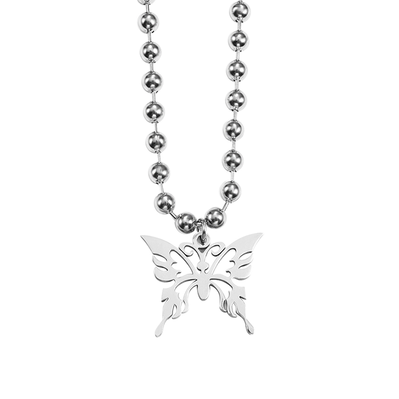 vòng cổ Thép Titan Mặt Hình Bướm Phong Cách Hiphop Cá Tính