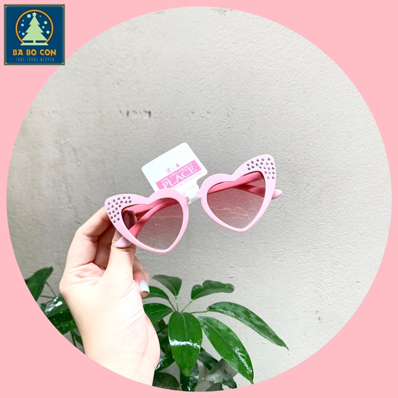 Kính trẻ em The Children size 2-4 tuổi, gọng dẻo, hình trái tim màu hồng tuyệt đẹp