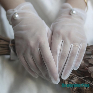 Găng Tay Cô Dâu Màu Trắng Mờ Thời Trang