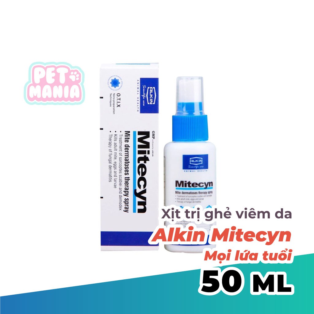 Xịt ve ghẻ chó mèo Alkin Mitecyn 50ml