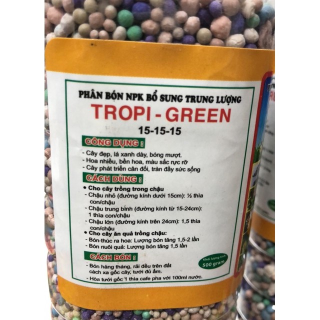 ✅ Phân bón NPK 15-15-15 đẹp cây, nhiều hoa, lá xanh đầy / Tropi - Green (500 gr)