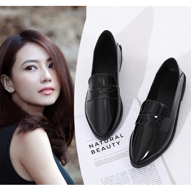 D258-giày bệt nữ đẹp, giày oxford nữ đạp gót da bóng giá rẻ