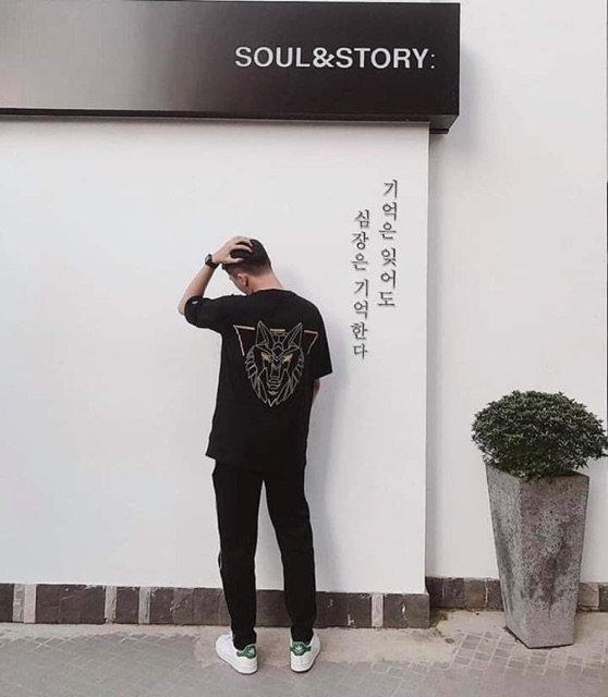 Áo thun unisex form rộng đầu sói H.DES. vàng