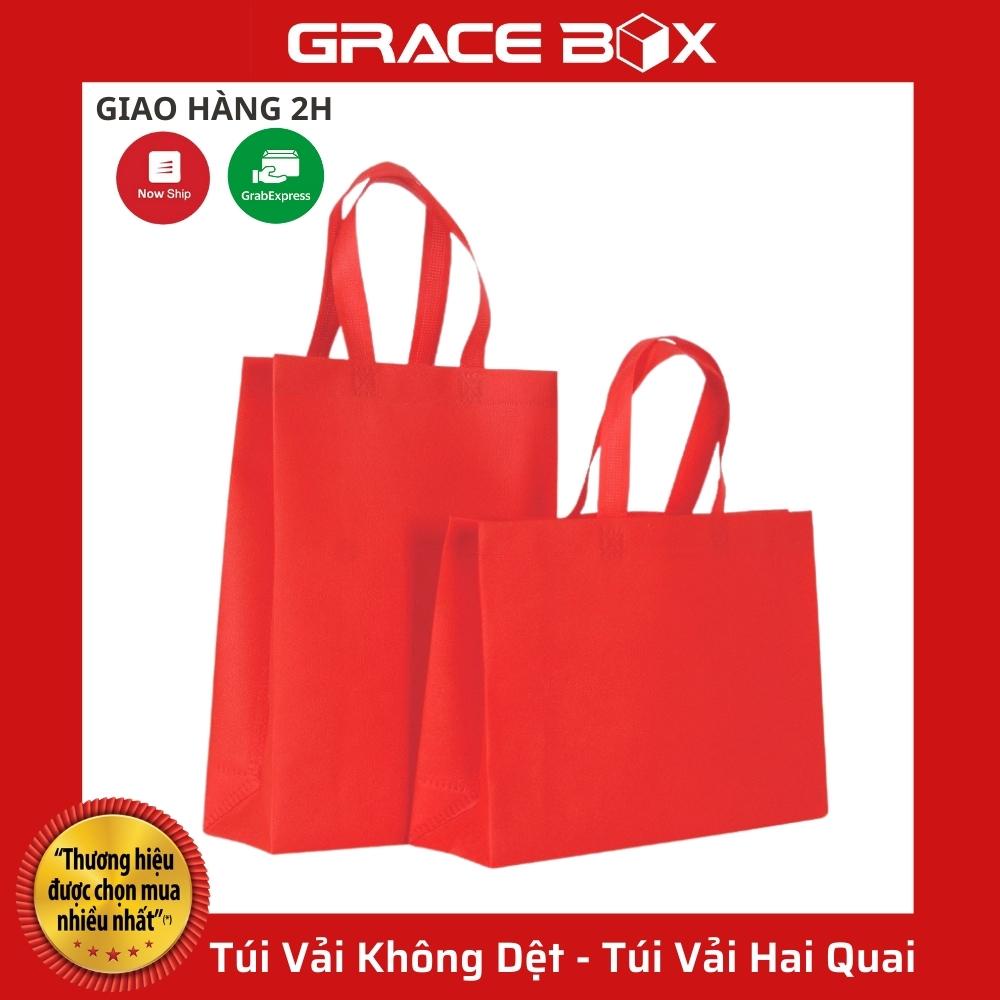 {Giá Sỉ} Túi Vải Không Dệt - Màu Đỏ Tươi -Túi Vải Bảo Vệ Môi Trường - Túi Vải Hai Quai - Siêu Thị Bao Bì Grace Box