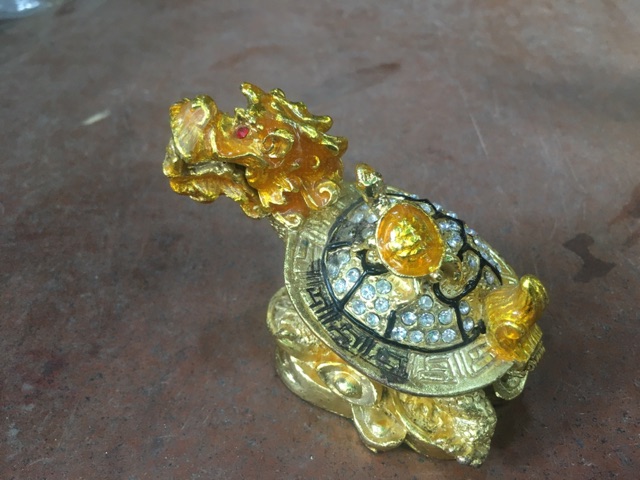 Long Quy Rùa Đầu Rồng Đính Ngọc Nắp Mai mở