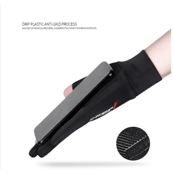 Găng Tay Lụa Lạnh Hai Ngón Chống Trượt Có Thể Chạm Màn Hình Cảm Ứng Thoáng Khí Bảo Vệ Tia UV Khi