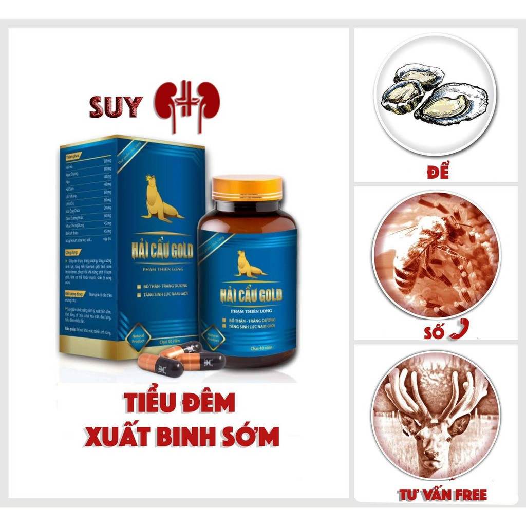 Hải Cẩu Gold Phạm Thiên Long – Giúp Tăng cường sinh lý nam, bổ thận tráng dương (40 viên)