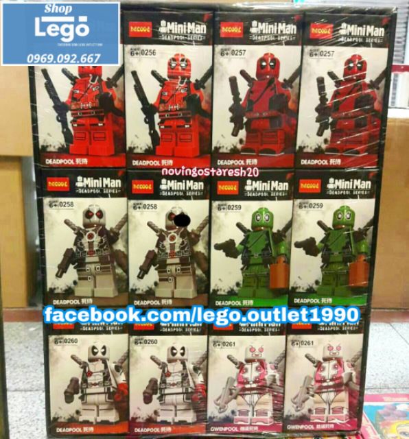 Bộ sưu tập gia đình Deadpool (6 mẫu) Lego Minifigures Decool 0256 0261