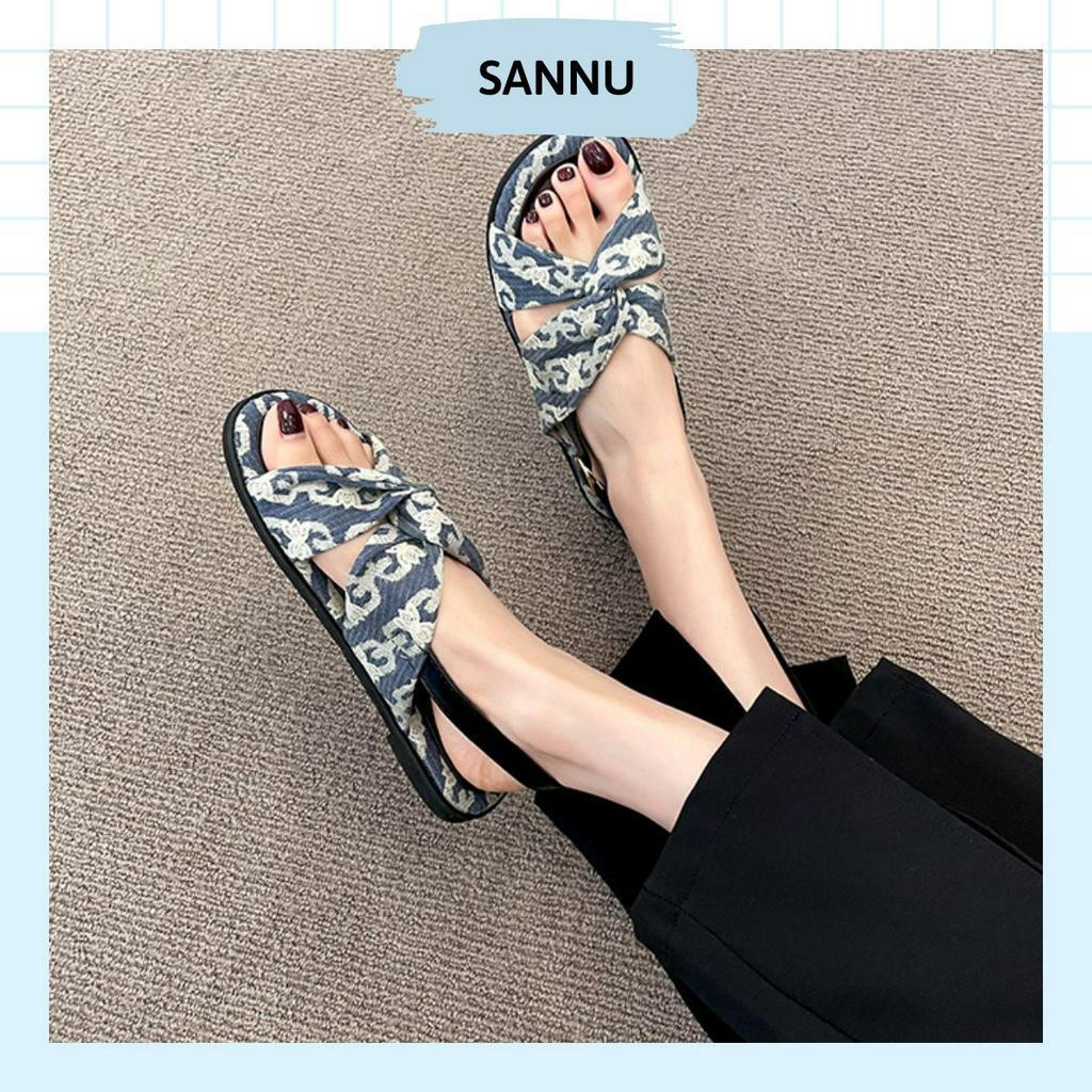 Sandal quai chéo thổ cẩm boho jean CHUẨN size