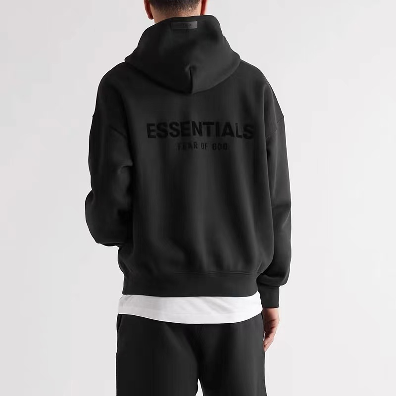 FOG FEAR OF GOD ESSENTIALS Double-line LOGO flocking print hooded casual couple fleece sweater autumn and winter