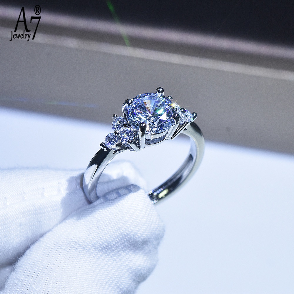 Nhẫn Đính Đá Zircon A7 Pt950 Tám Trái Tim Và Tám Mũi Tên 2 Karat