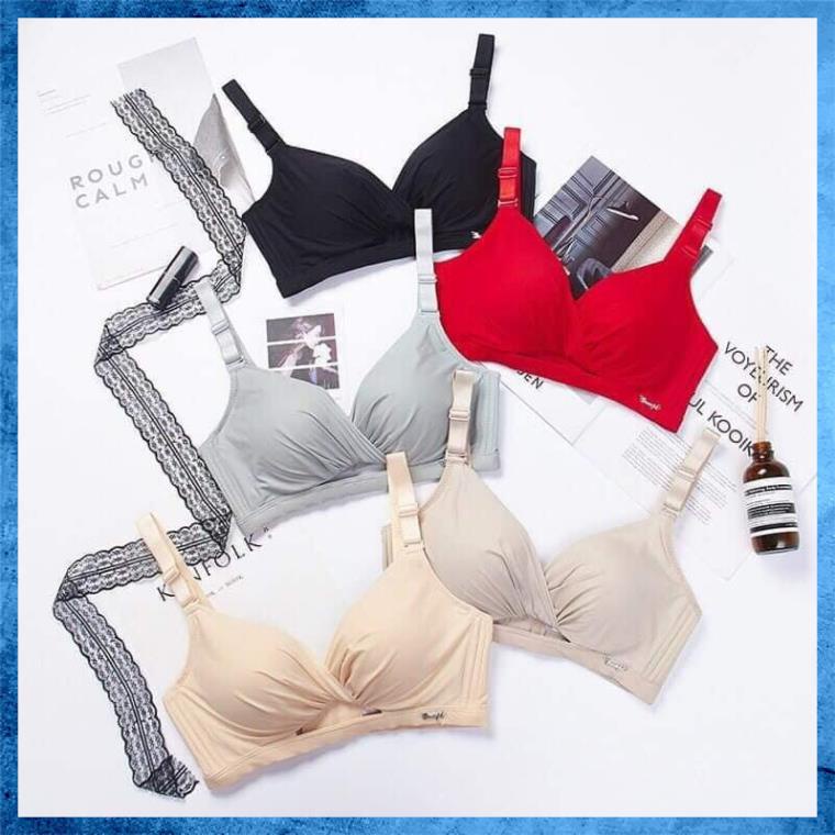 Áo ngực, Áo lót nữ cotton lụa cao cấp không gọng ôm gọn và nâng đẩy ngực đệm mút dày xoắn ngực A9756