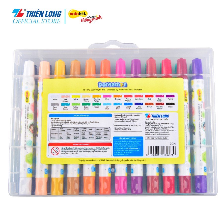 Bút sáp vặn Thiên Long Colokit- 12/18/24 màu-TCR-C007/DO- TCR-C008/DO- TCR-C009/DO