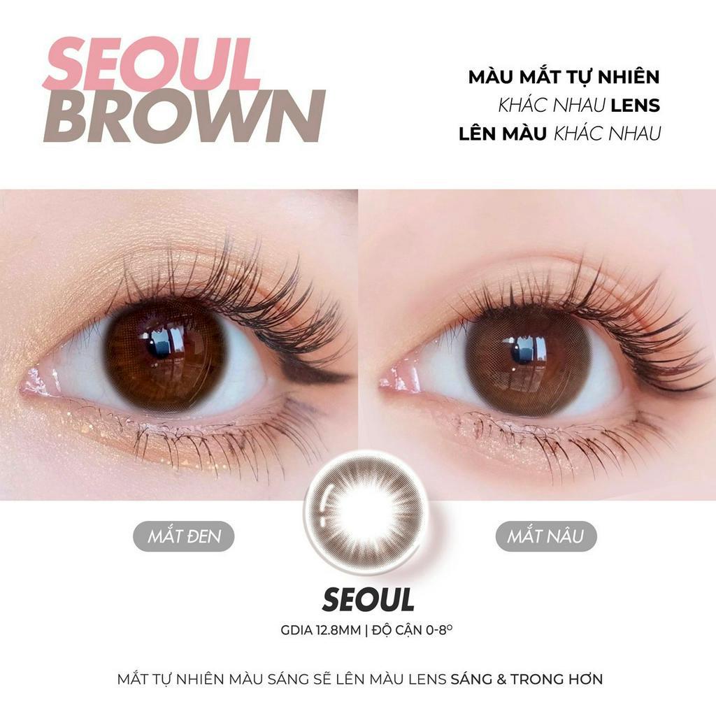 Lens nâu tự nhiên Angel Eyes SEOUL có cận - GDia 12.8mm - Độ cận 0-8