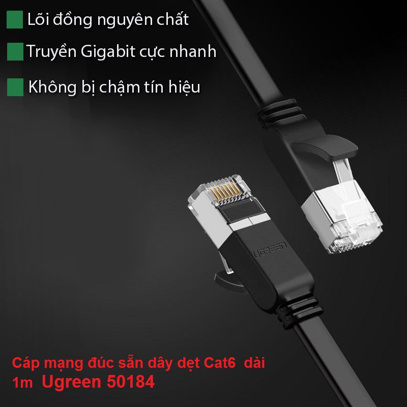 Dây Mạng Cat6 Dẹt Dài 1 mét Ugreen 50184 - Hàng Chính Hãng