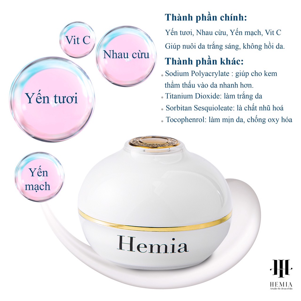 Kem body Hemia Hàn Quốc, dưỡng trắng, xóa thâm sạm, chống lão hóa, cấp ẩm, làm đều màu da, chống nắng, make up da