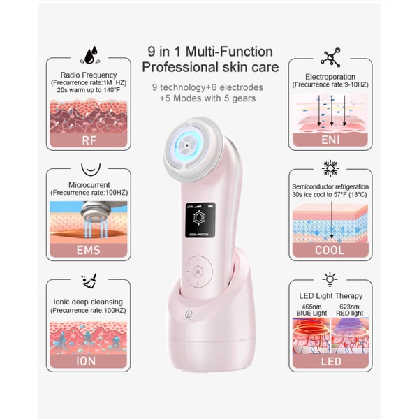 Máy nâng cơ trẻ hoá da 9 in 1 công nghệ Nano Photon RF, EMS , Sóng siêu âm NanoTime F82E bảo hành 2 năm - MEDICAL