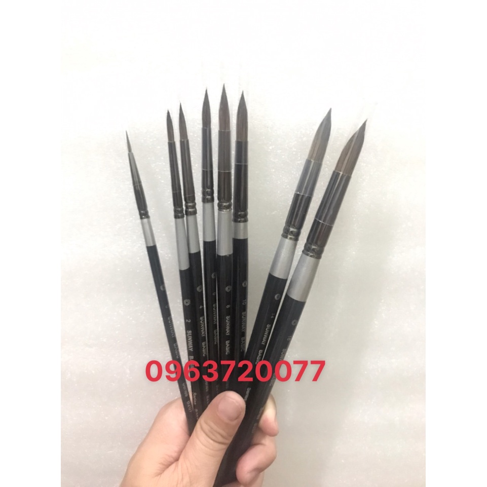 Cọ vẽ, cọ tỉa nét Sunway lông sóc Cao cấp - cọ vẽ chuyên dụng vẽ màu nước, màu acrylic....