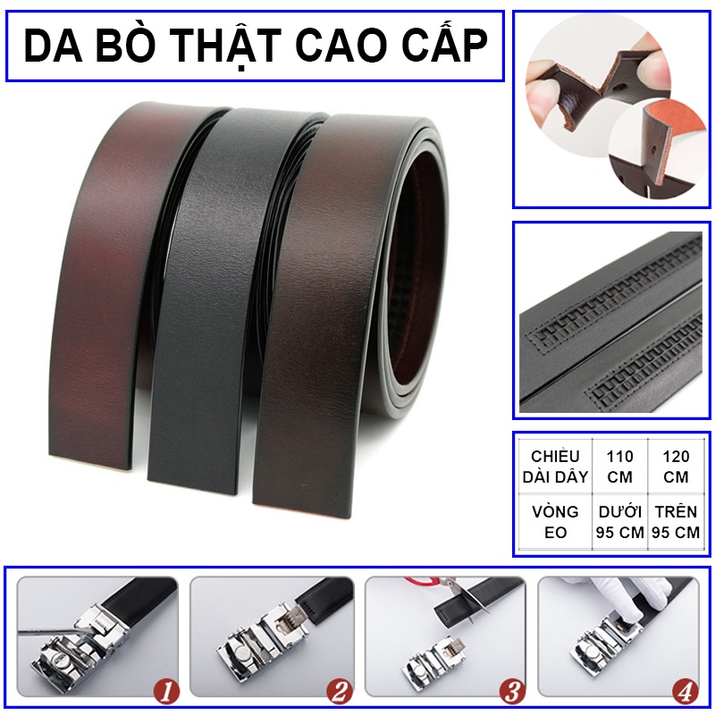 Thắt lưng nam Khóa tự động dây răng cưa KR51/52/53/54/55/56, Dây lưng da nam da xịn cao cấp Dây Nịt cao cấp